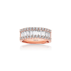 Letty 2 Carat Combine Mix Shape Diamond Half Eternity Band In 14k Rose Gold Front View