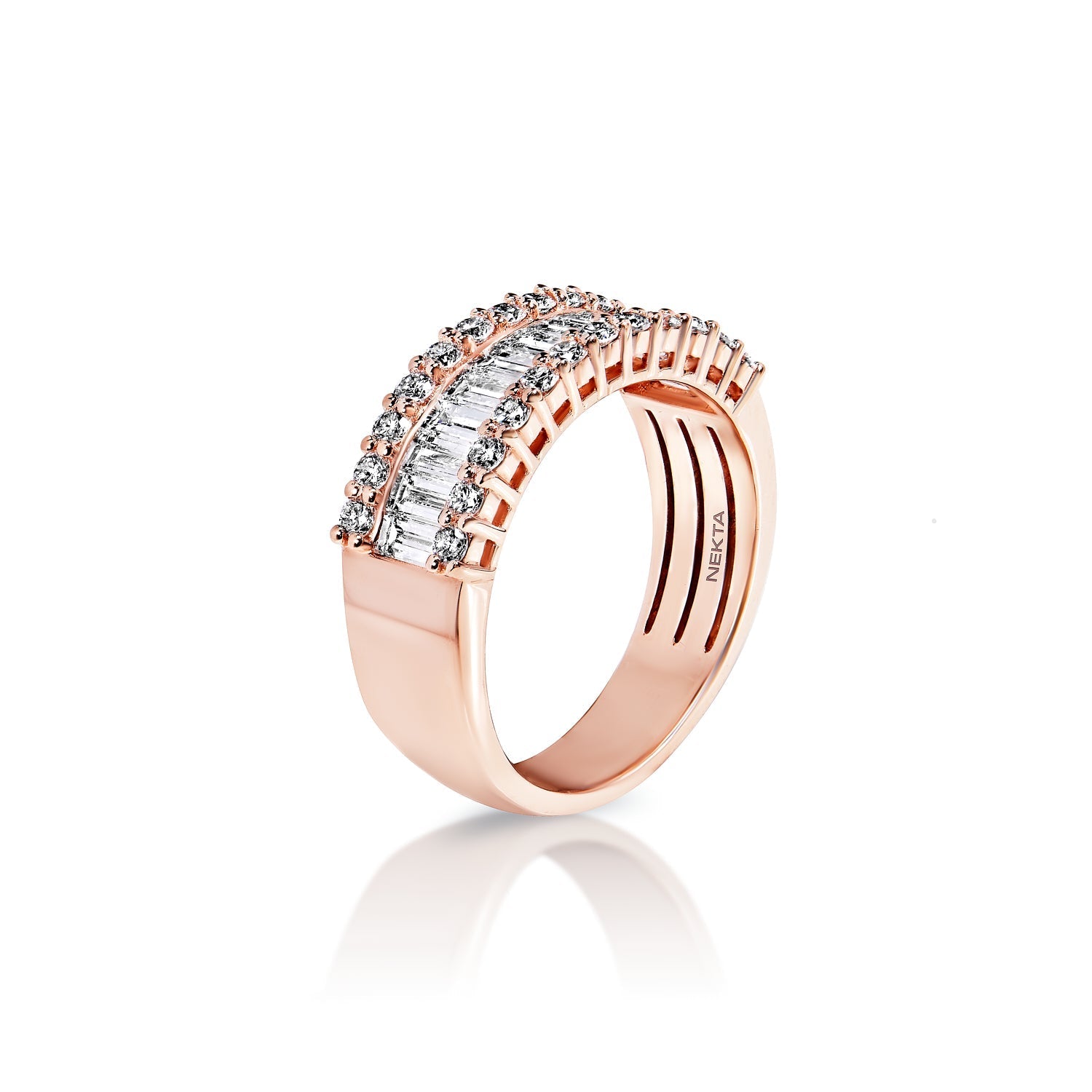 Letty 2 Carat Combine Mix Shape Diamond Half Eternity Band In 14k Rose Gold Side View