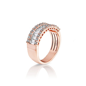 Letty 2 Carat Combine Mix Shape Diamond Half Eternity Band In 14k Rose Gold Side View