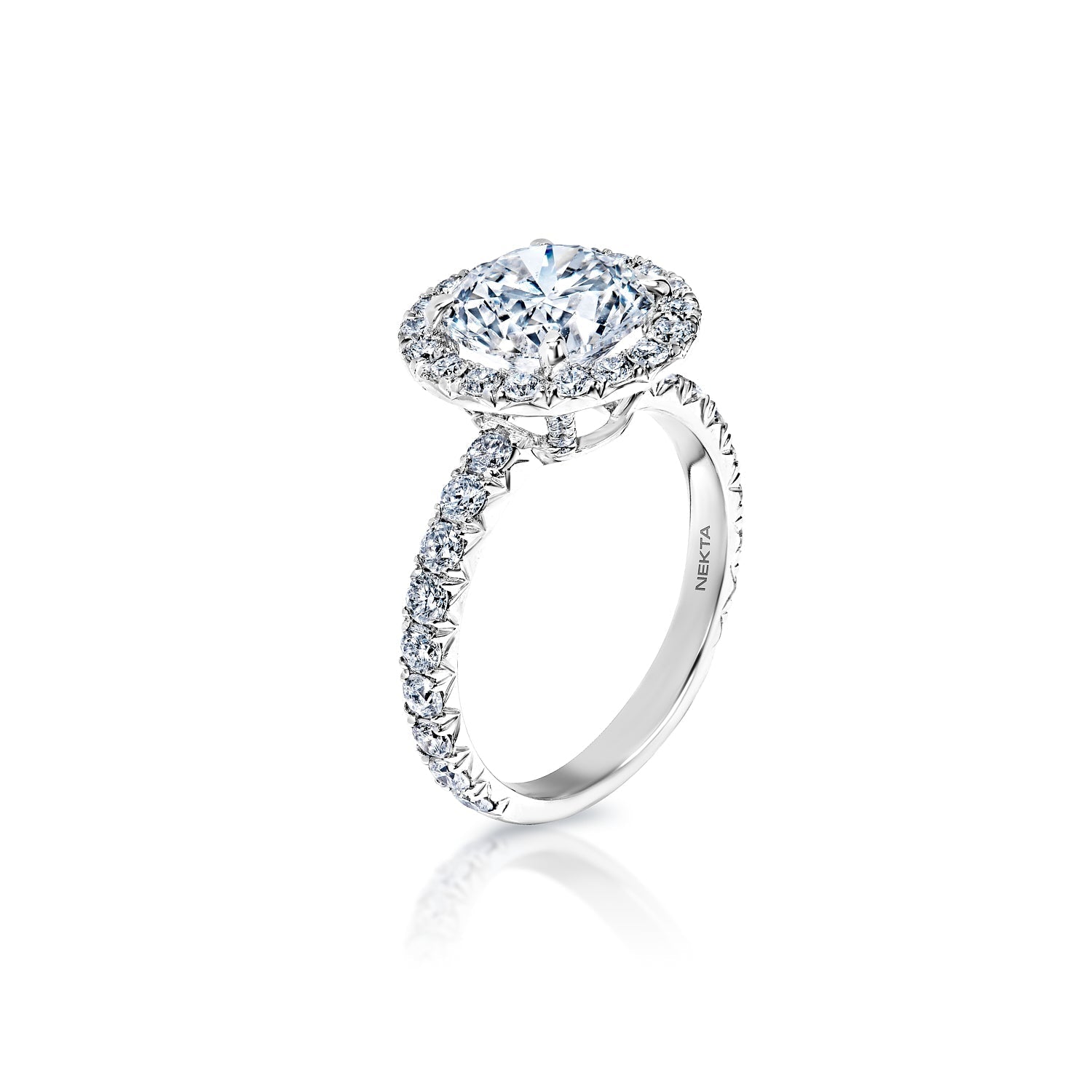 Leni 4 Carats G* VS2 Round Brilliant Lab Grown Diamond Engagement Ring Side View