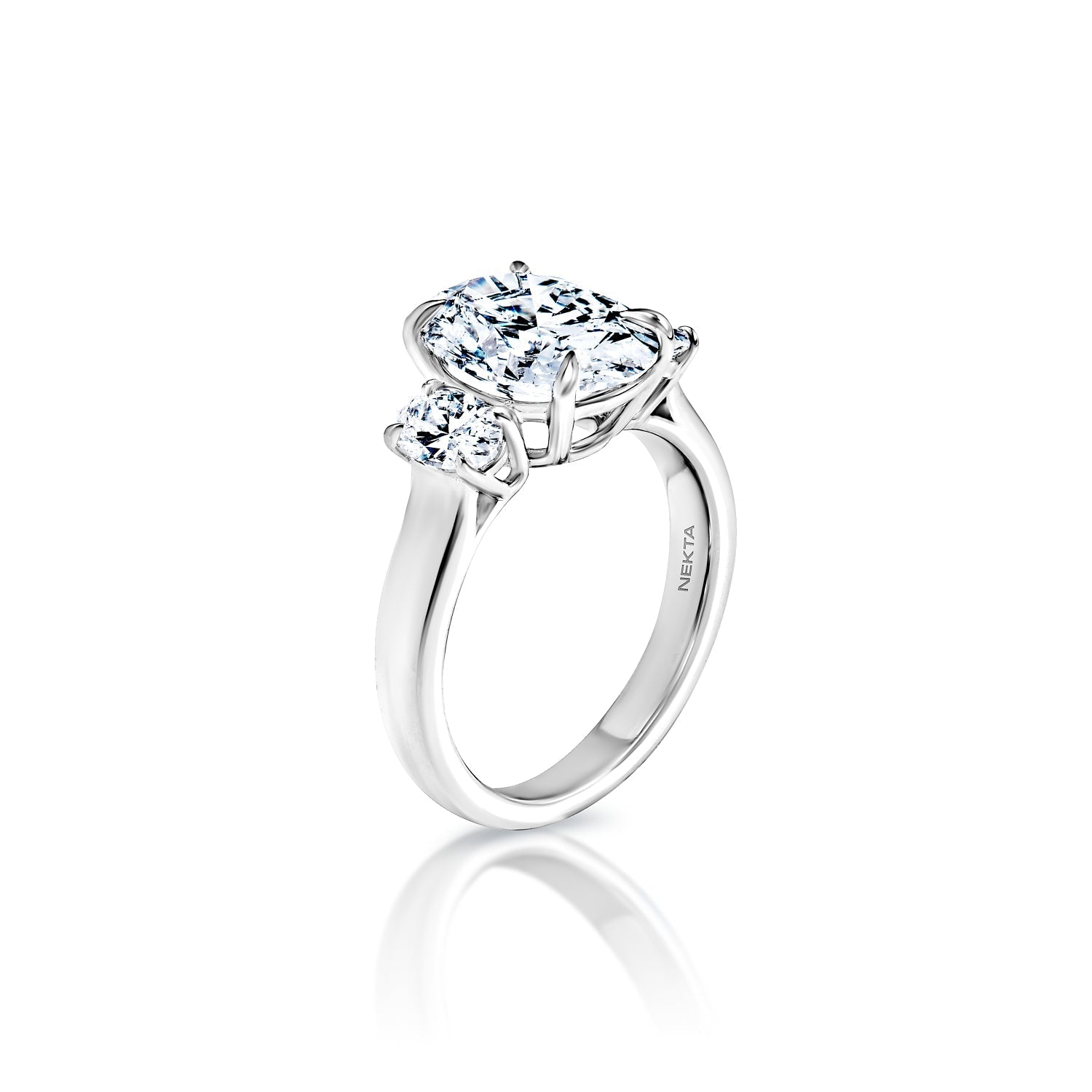 Lesia 4 Carat G SI1 Oval Cut Lab Grown Diamond Engagement Ring  Side View