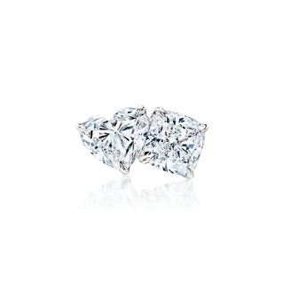 Heart and Cushion Cut Two-Stone Lab-Grown Diamond Engagement Ring Front View
