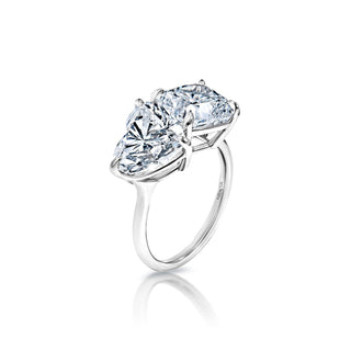 Heart and Cushion Cut Two-Stone Lab-Grown Diamond Engagement Ring Side View