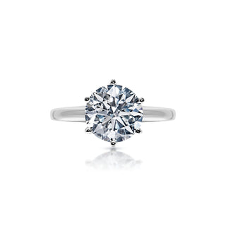 Lisbeth 3 Carat G VS2 Round Brilliant Diamond Solitaire Engagement Ring Front View