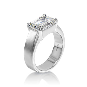 Leokadia 7 Carat F VS1 Emerald Cut Diamond Solitaire Engagement Ring Side View