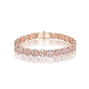 Levi 7 Carat Combine Mix Shape Diamond Bracelet in 14k Rose Gold Front View