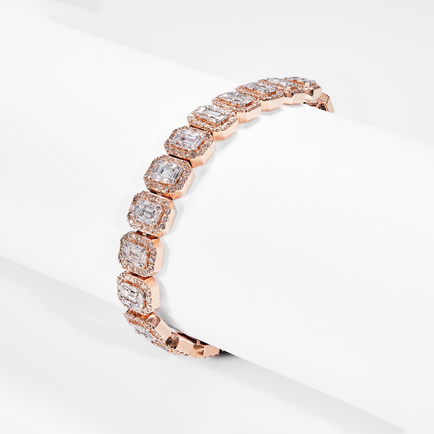 Michael 10 Carat Combine Mix Shape Diamond Tennis Bracelet in 14k Rose Gold