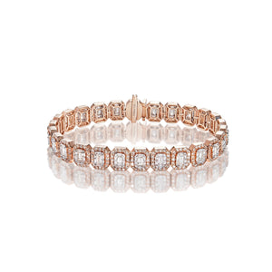 Michael 10 Carat Combine Mix Shape Diamond Tennis Bracelet in 14k Rose Gold Full View