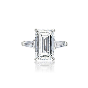 Lurleen 5 Carat F VS2 Emerald Cut Lab-Grown Diamond Engagement Ring in White Gold Front View