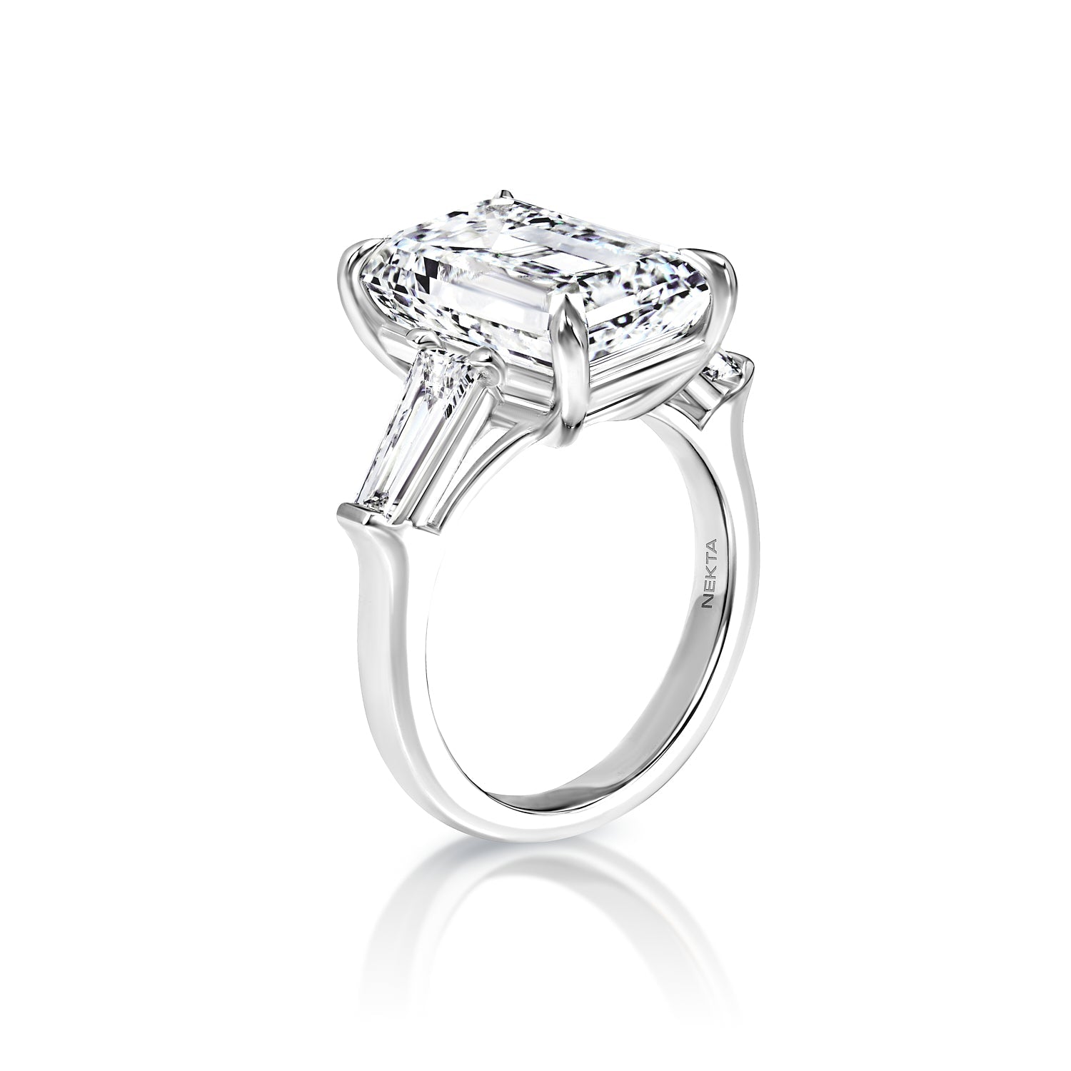 5 CT Emerald Cut Zircon Engagement Ring - 14K White Gold Plated Sterling Silver (Size 7, All Sizes Available)