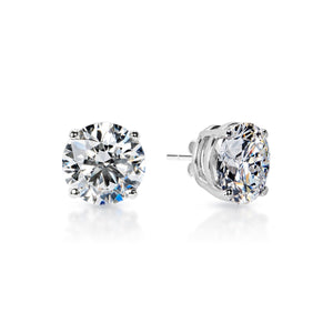 Louella 4 Carat F VS1 Round Brilliant Lab-Grown Diamond Stud Earrings Front and Side View