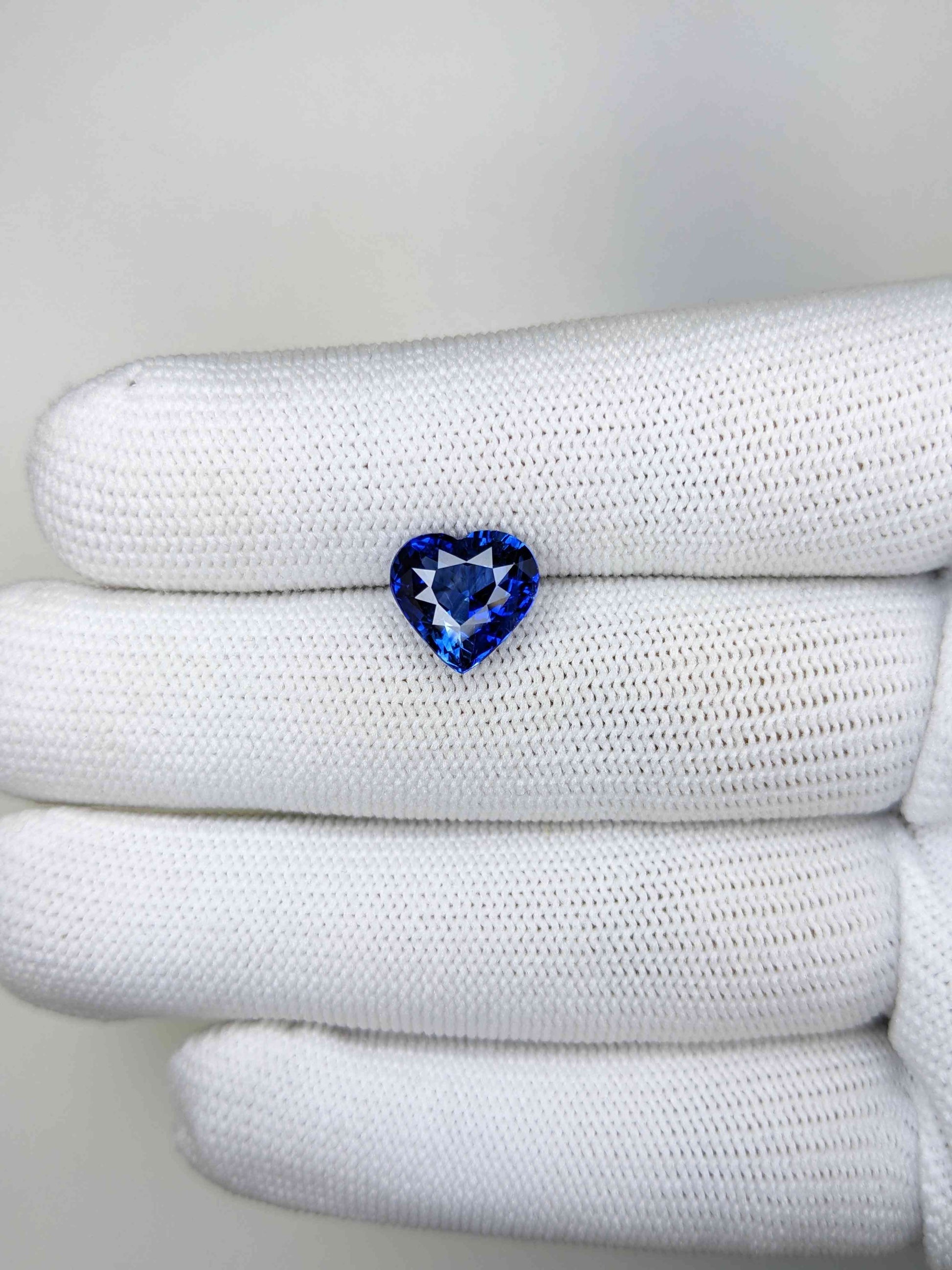 4.01 Carat Heart Cut Heat Blue Sapphire Loose Gemstone On Hand