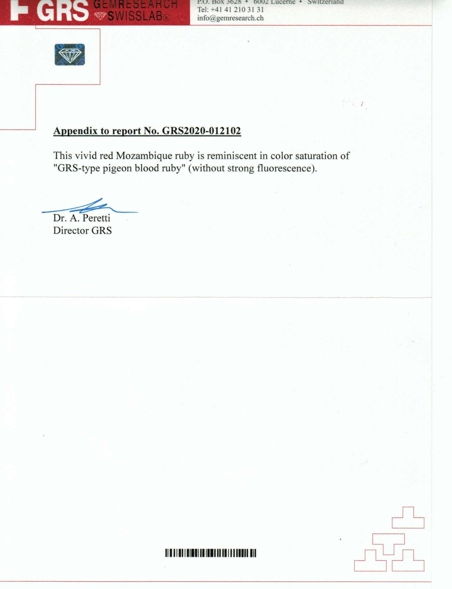 Document with GRS logo and text on a white background