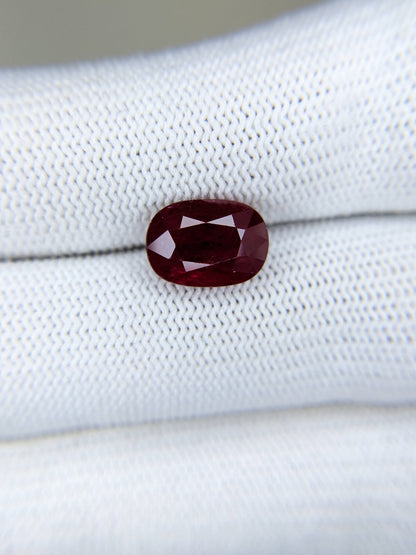 4.03 Carat Cushion Cut Heated Red Ruby