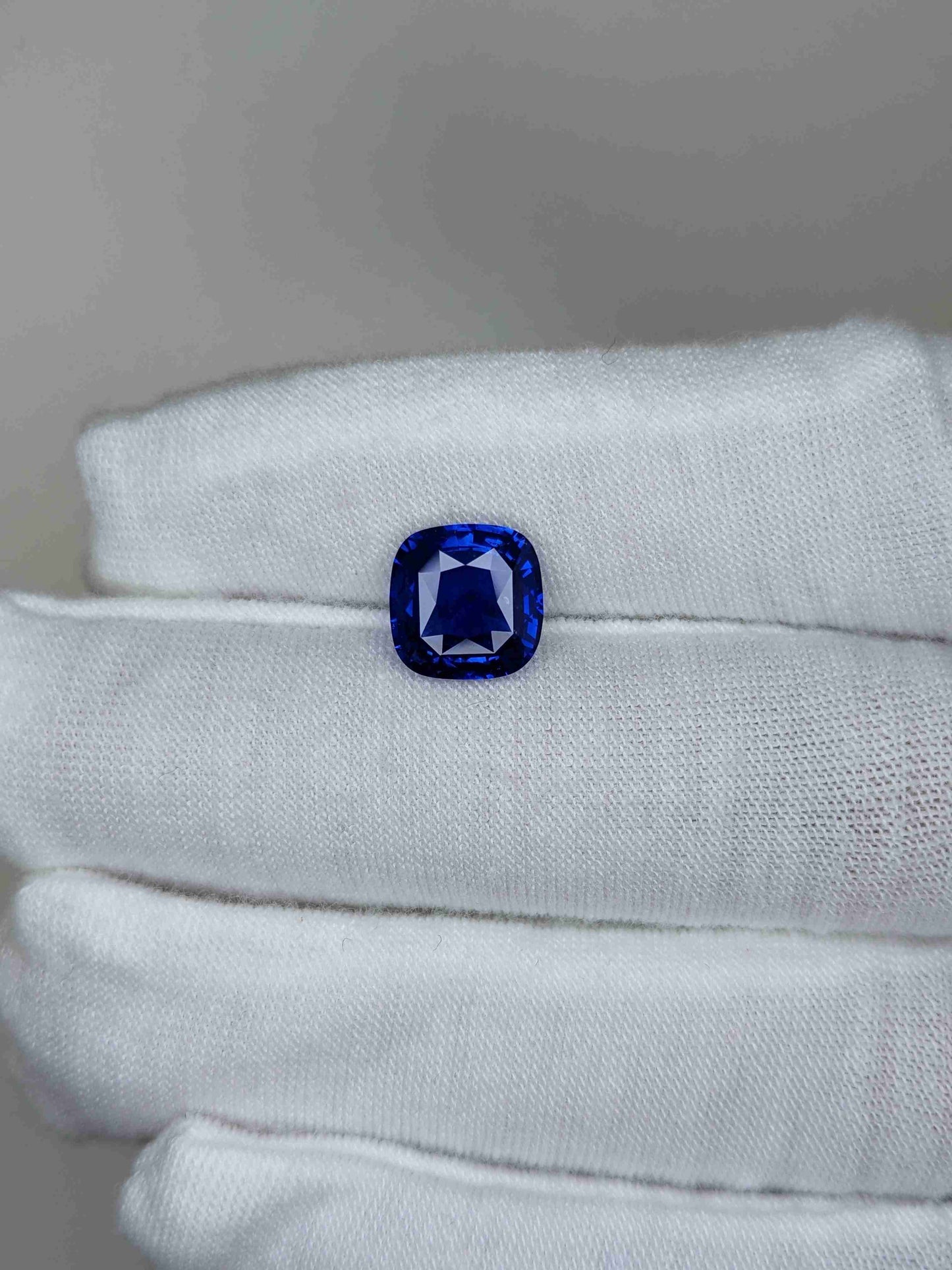 4.04 Carat Cushion Cut Heat Blue Sapphire Loose Gemstone on hand