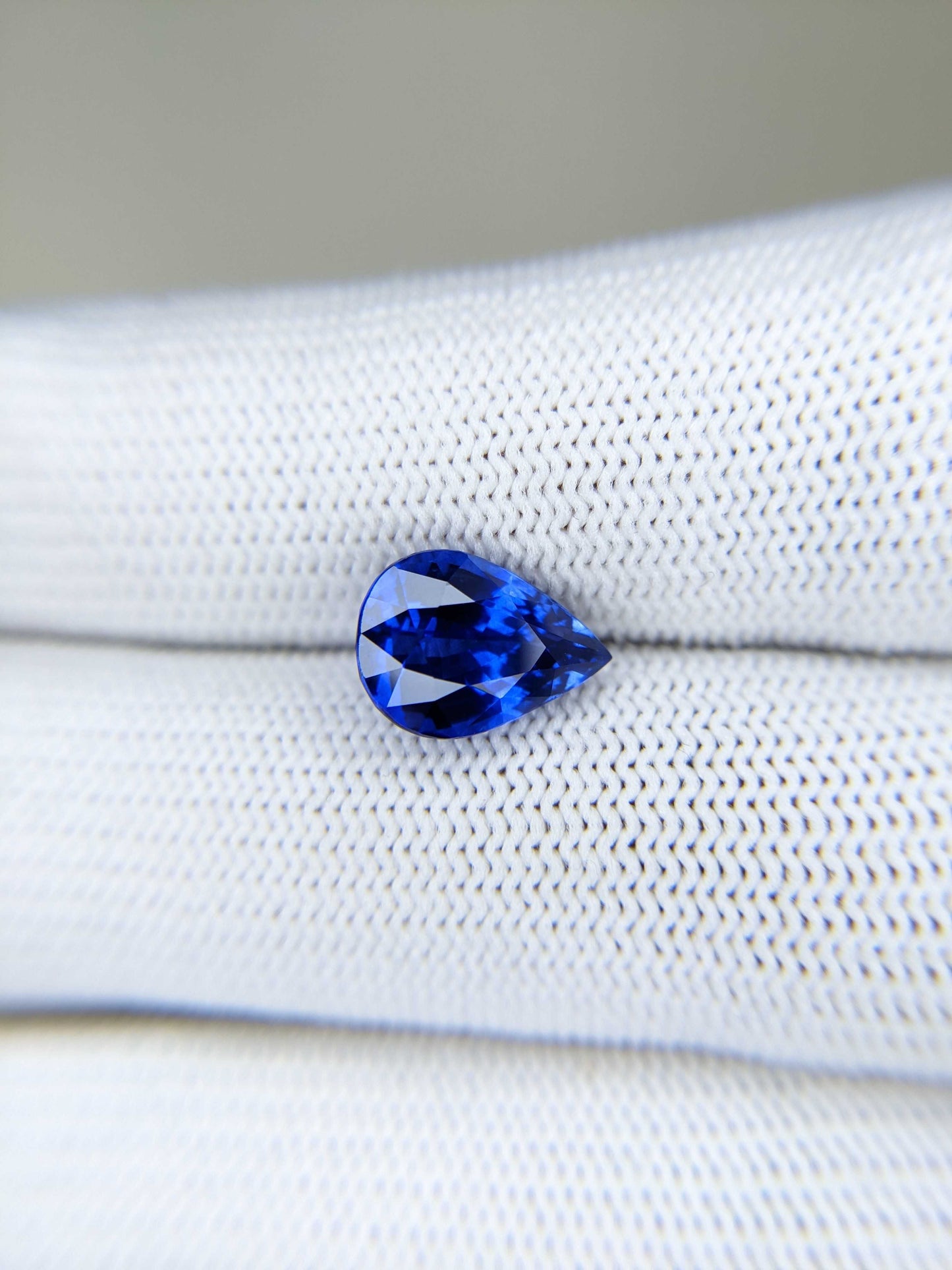 4.22 Carat Pear Cut Heat Blue Sapphire Loose Gemstone
