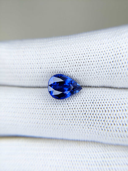 4.22 Carat Pear Cut Heat Blue Sapphire Loose Gemstone