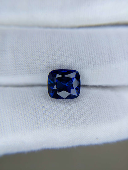 4.24 Carat Cushion Cut Heat Blue Sapphire Loose Gemstone