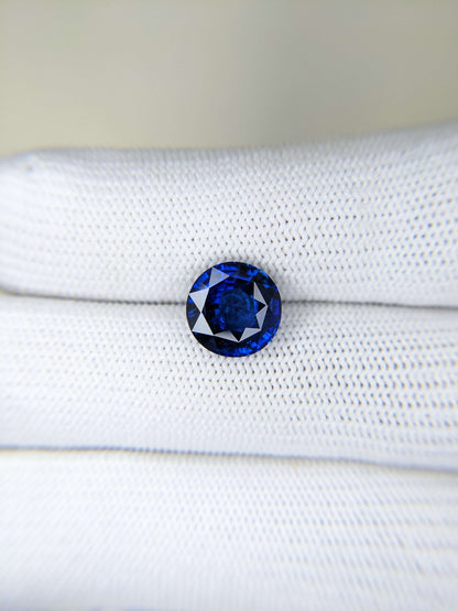 4.36 Carat Round Cut Heat Blue Sapphire Loose Gemstone