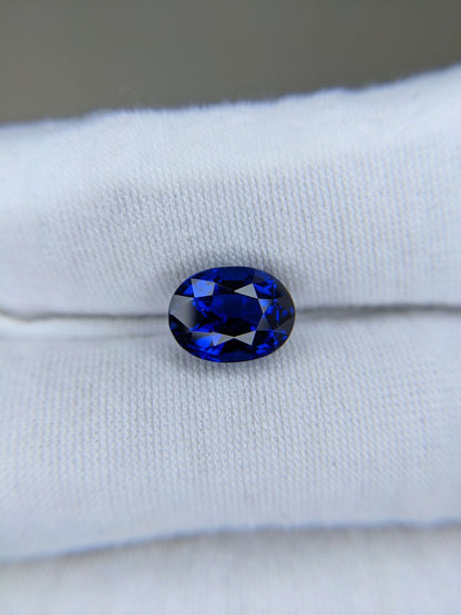 5.09 Carat Oval Cut Heat Royal Blue Sapphire Loose Gemstone GRS On Hand
