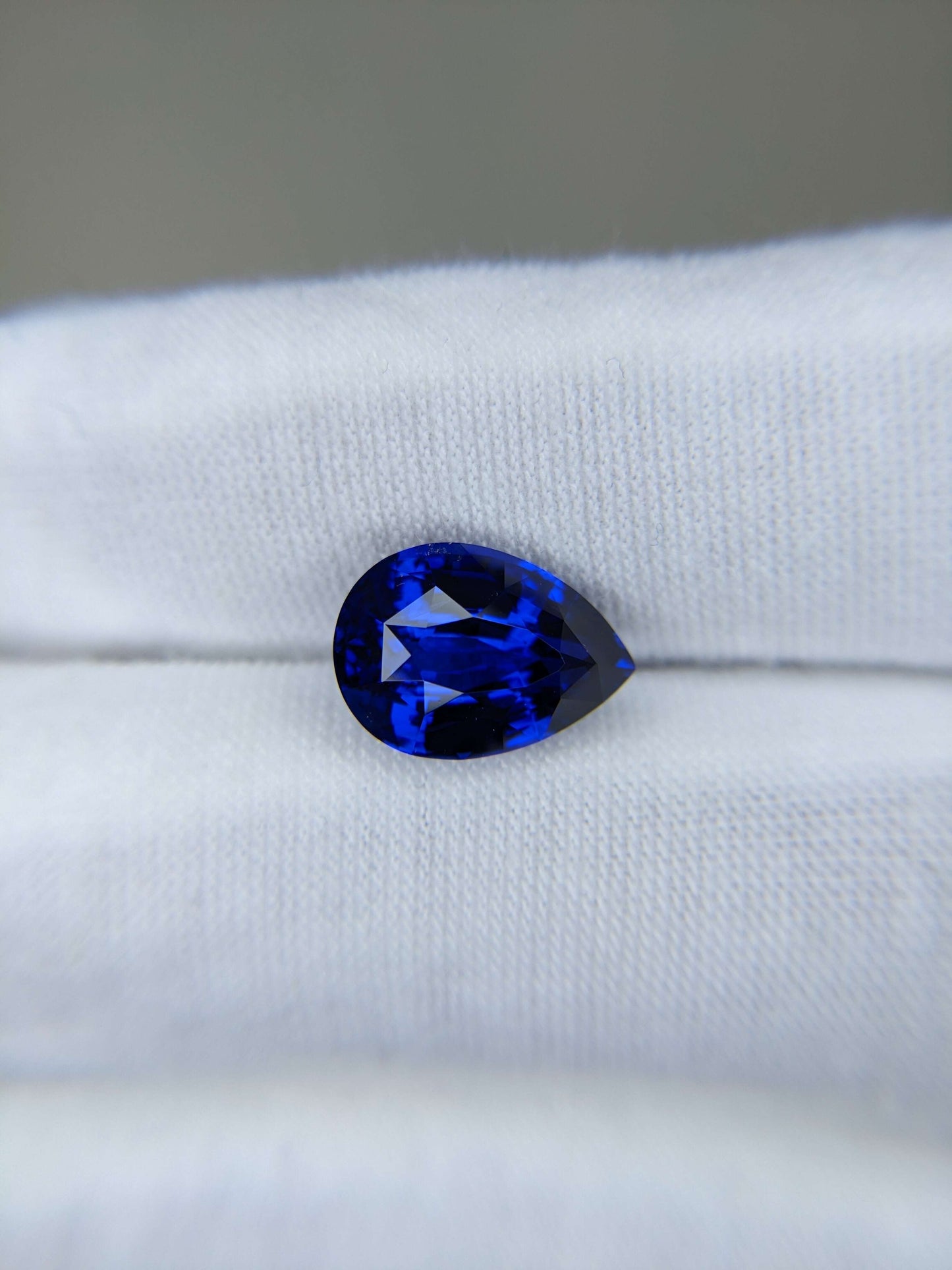 5.21 Carat Pear Cut Heat Royal Blue Sapphire Loose Gemstone