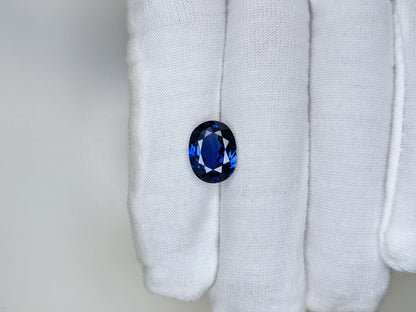 5.87 Carat Oval Cut Heat Medium Blue Sapphire Loose Gemstone GRS On Hand