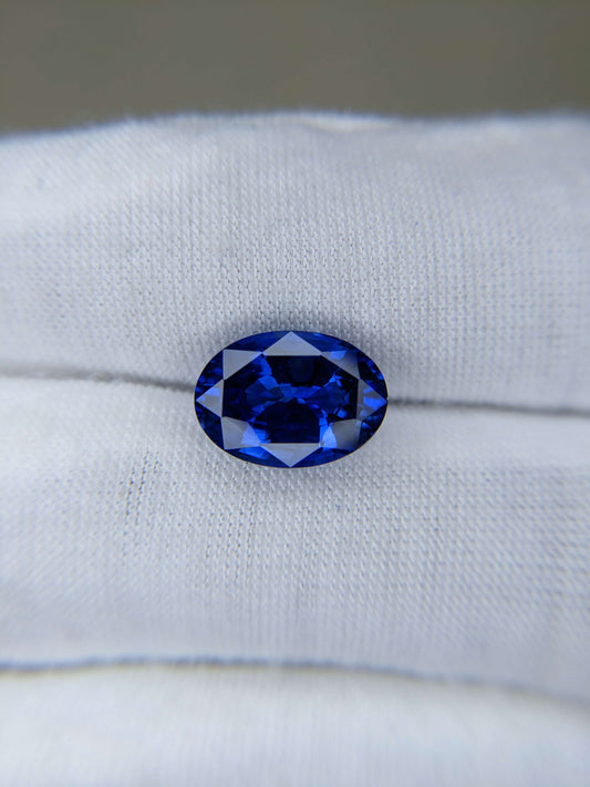 5.95 Carat Oval Cut Heat Royal Blue Sapphire Loose Gemstone