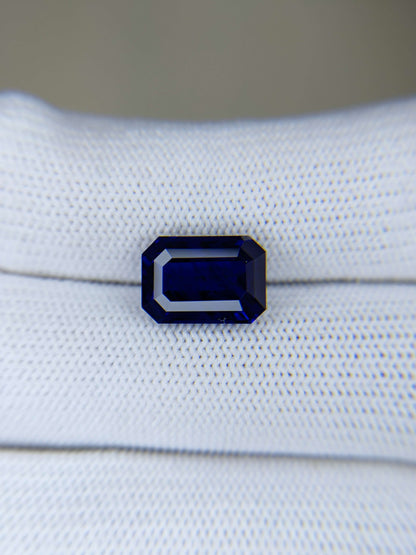 6.03 Carat Octagonal Cut Heat Blue Sapphire Loose Gemstone GIA