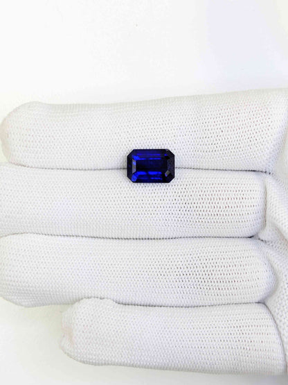 6.03 Carat Octagonal Cut Heat Blue Sapphire Loose Gemstone GIA On Hand