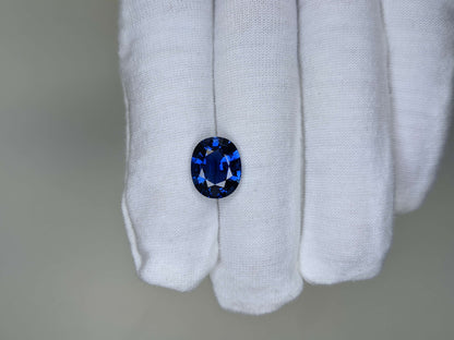6.41 Carat Oval Cut Heat Medium Blue Sapphire Loose Gemstone GRS On Hand