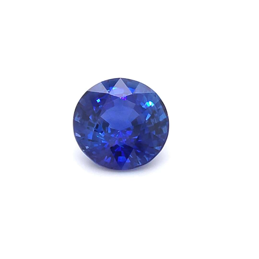 6.41 Carat Round Cut Heat Royal Blue Sapphire Loose Gemstone