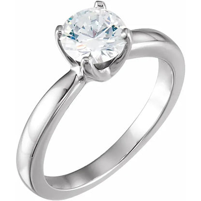 14k white gold ring with a large diamond on a white background