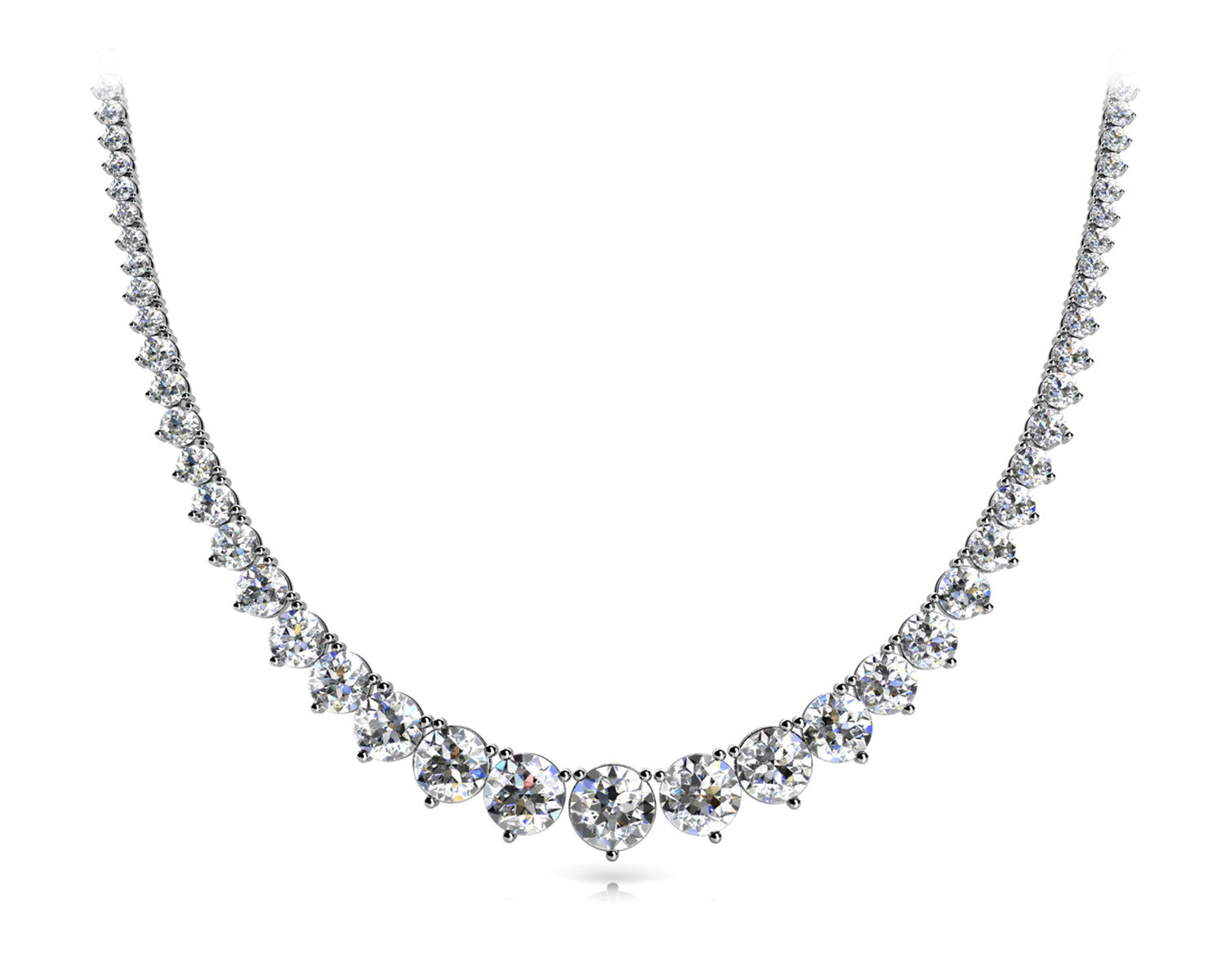Adalynn 10 Carats Round Brilliant Cut Diamond Riviera Graduated Necklace