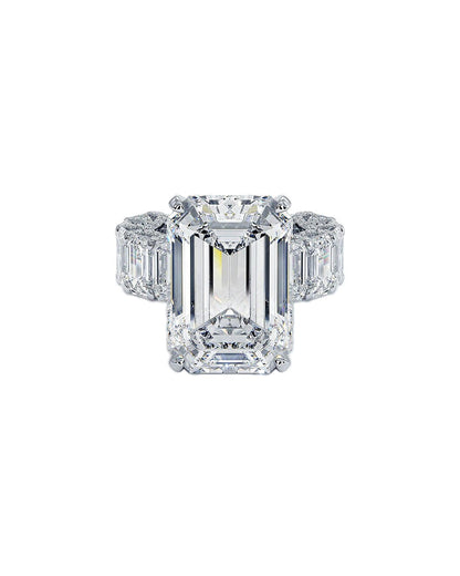 Lorenna 15 Carat Emerald Cut Lab Grown Diamond Engagement Ring in 14k White Gold