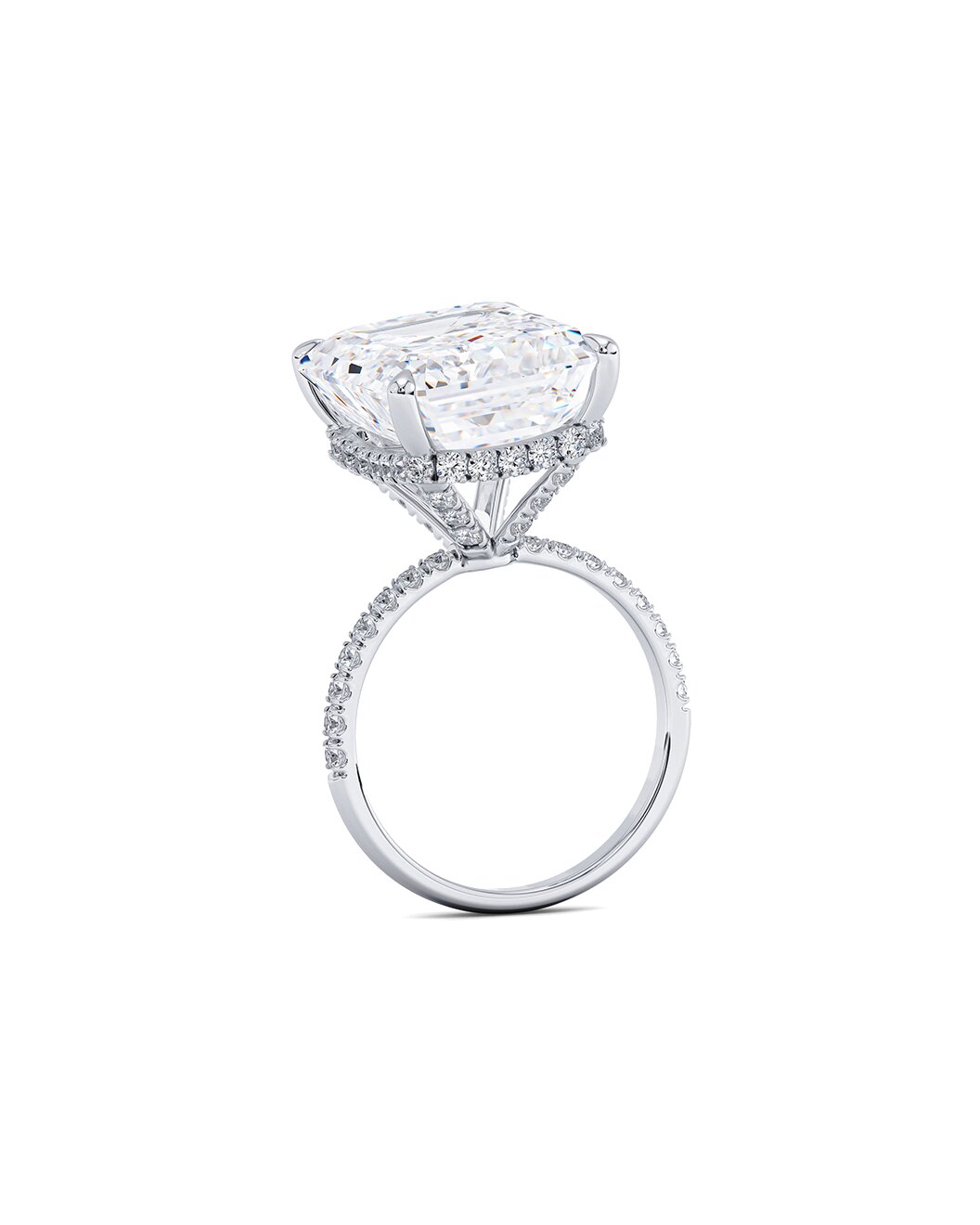 Lorii 11 Carat Emerald Cut Lab Grown Diamond Engagement Ring in 14k White Gold