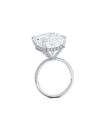 Lorii 11 Carat Emerald Cut Lab Grown Diamond Engagement Ring in 14k White Gold