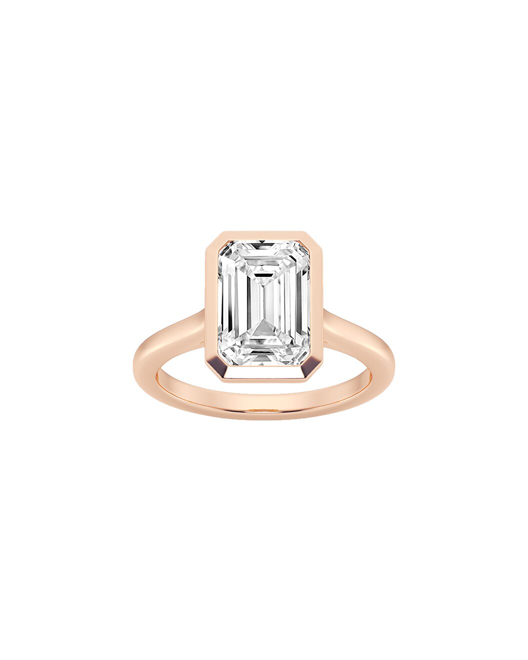 Lahja 5 Carat Faceted Emerald Cut Lab Grown Diamond Engagement Ring in 14k Rose Gold