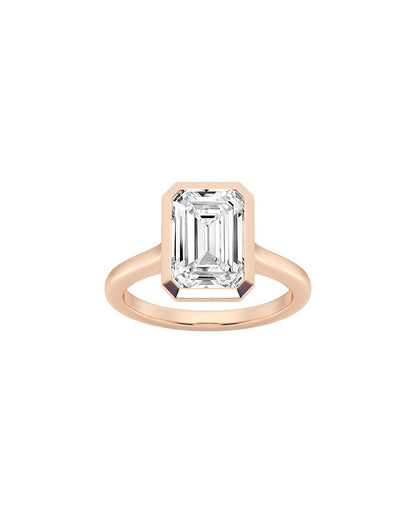 Lahja 5 Carat Faceted Emerald Cut Lab Grown Diamond Engagement Ring in 14k Rose Gold