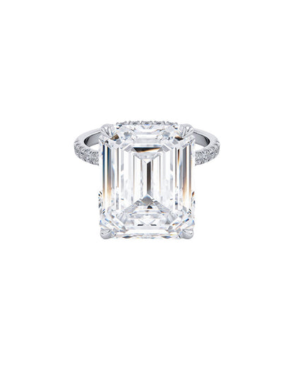 Loreto 11 Carat Emerald Cut Lab Grown Diamond Engagement Ring in 14k White Gold