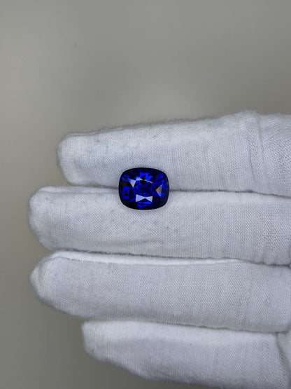 8.67 Carat Cushion Cut Heat Royal Blue Sapphire Loose Gemstone GRS On Hand