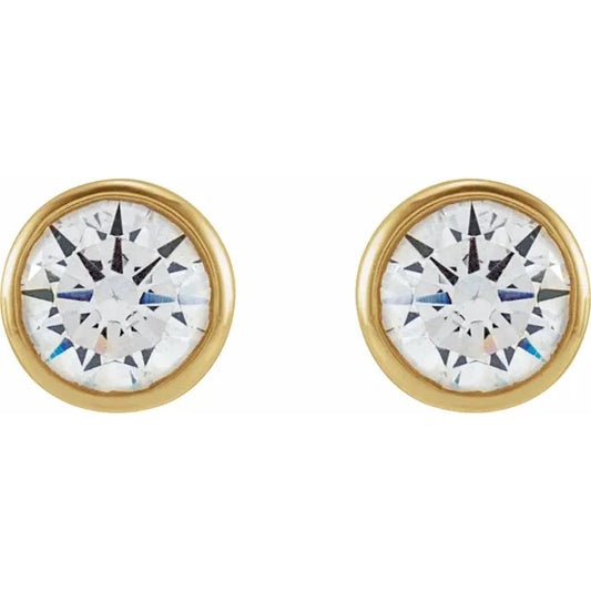 Lusara 0.50 Carat Round Cut Lab Grown Diamond Stud Earrings in 14k Yellow Gold