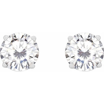 Adorabella 4 Carat and 2 Carat Round Cut Diamond Stud Earrings in 14k White Gold