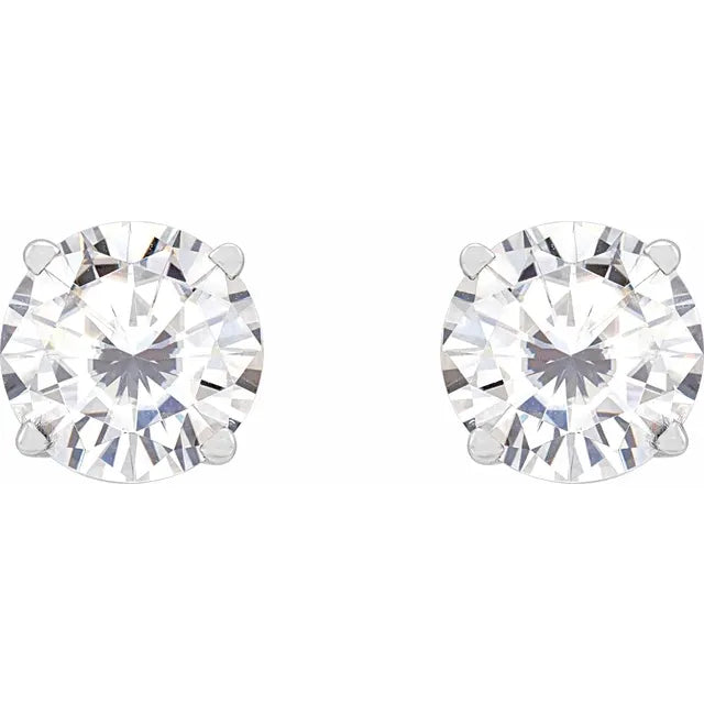 Aralyn 2 Carat and 2.50 Carat Round Cut Diamond Stud Earrings in 14k White Gold