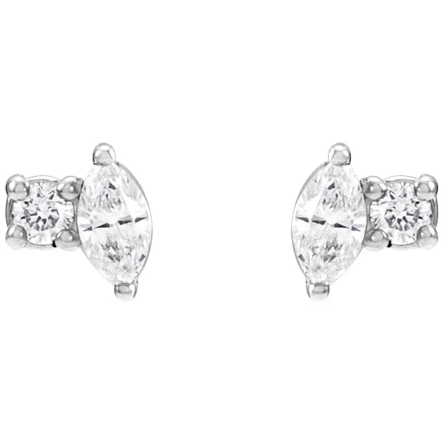 Avenelle 0.08 Carat Marquise Cut Diamond Stud Earrings in 14k White Gold