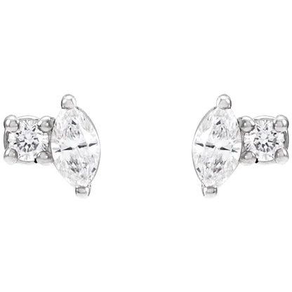 Avenelle 0.08 Carat Marquise Cut Diamond Stud Earrings in 14k White Gold