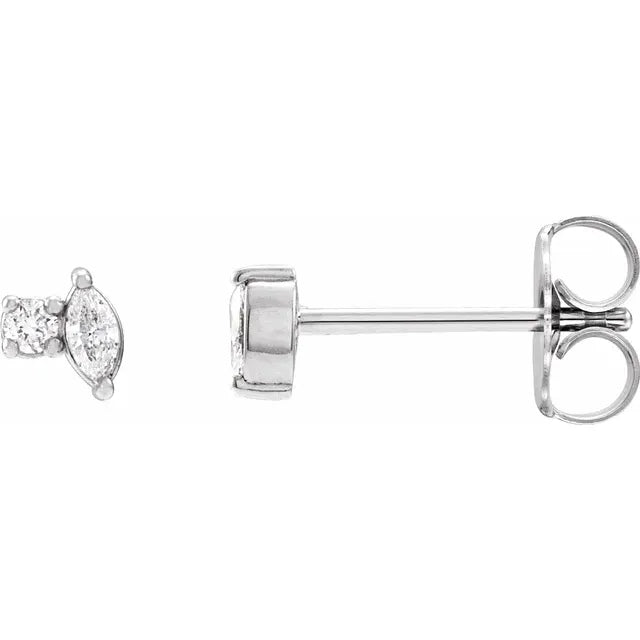 Avenelle 0.08 Carat Marquise Cut Diamond Stud Earrings in 14k White Gold Side