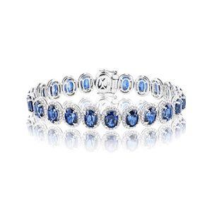 Raina 26 Carat Oval Cut J'adore Blue Sapphire Bracelet Full View