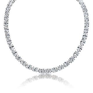 Lashawn 179 Carats Large Oval Cut Lab-Grown Diamond Tennis Necklace Full View