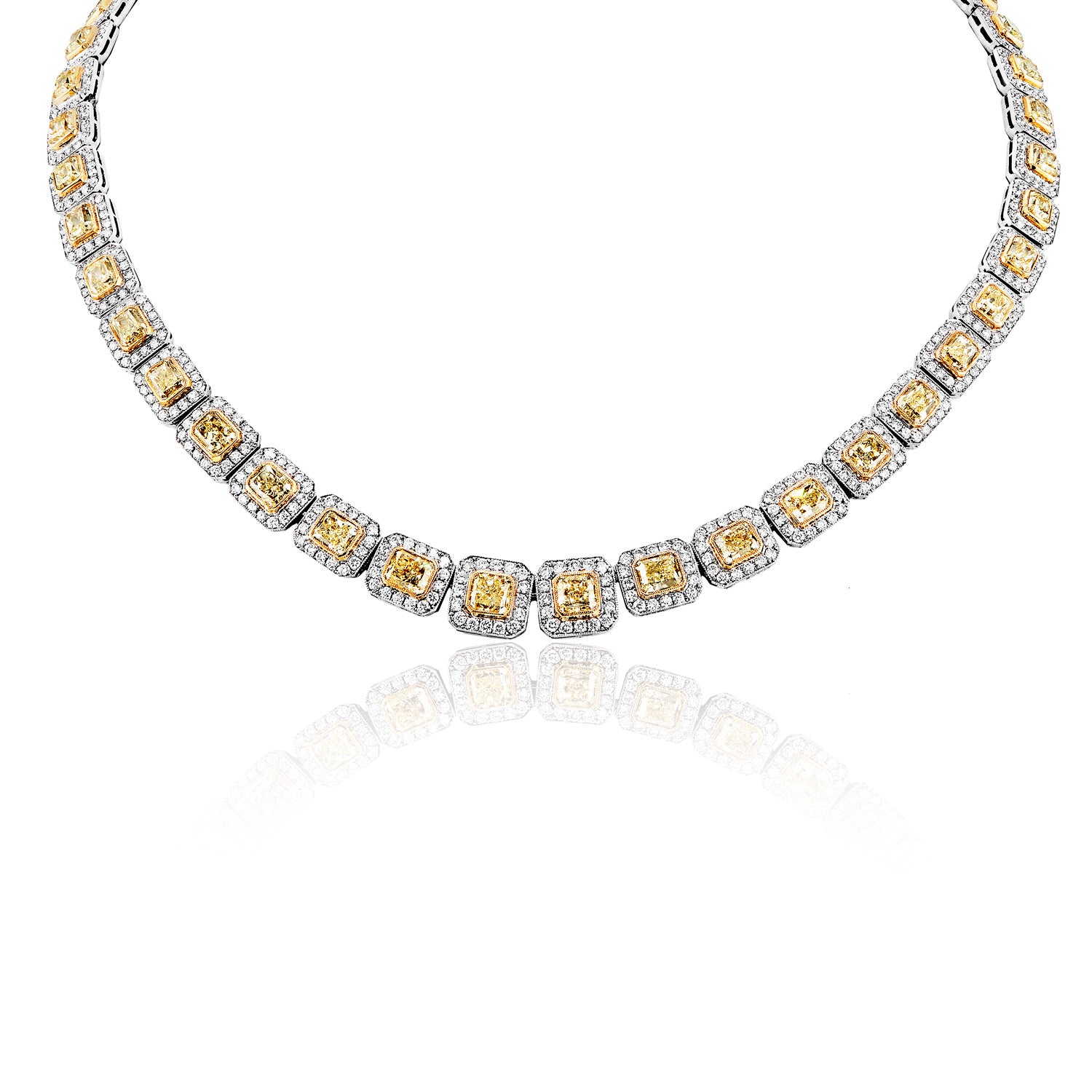 Tinsley 39 Carats Radiant Cut Diamond Tennis Necklace Full View