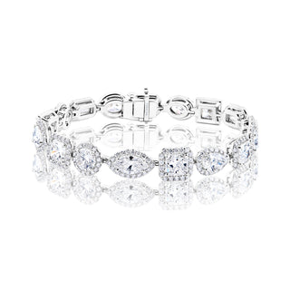 Promise 21 Carat Combine Mix Shape Diamond Bracelet in Platinum Ful View